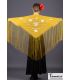 embroidered flamenco shawl in stock - - Florencia Shawl - Embroidery Earth and gold (In Stock)