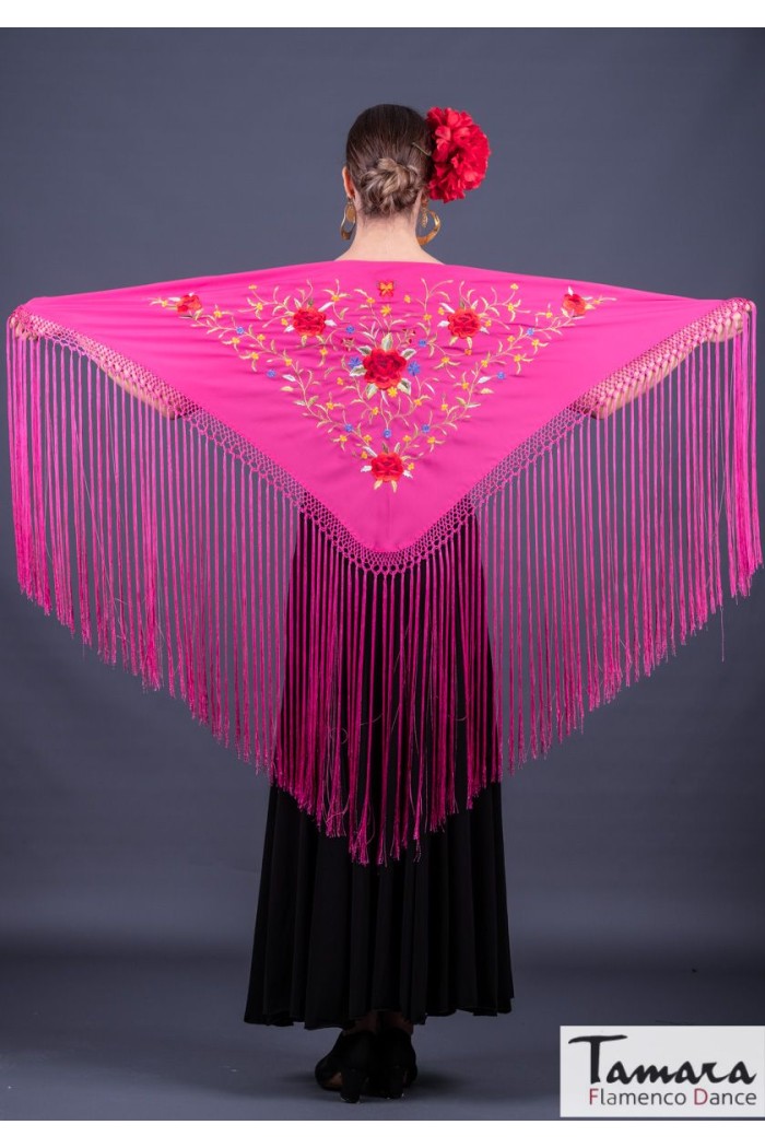 Mantoncillo bordado flamenca modelo Mantoncillo Florencia - Bordado multicolor Azulina