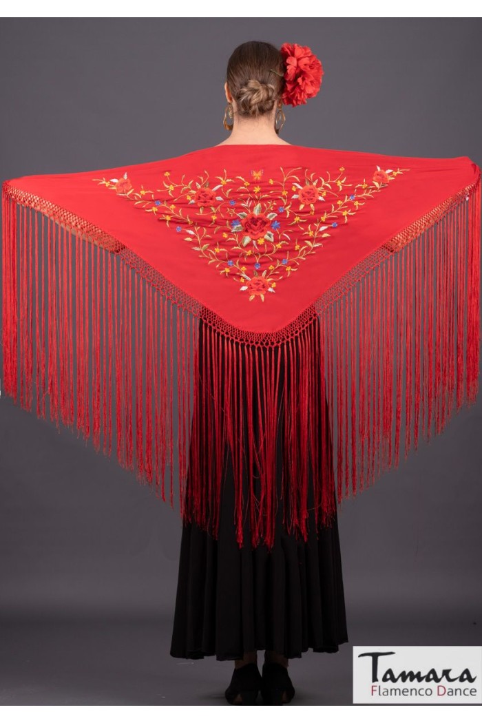 Mantoncillo bordado flamenca modelo Mantoncillo Florencia - Bordado multicolor Azulina