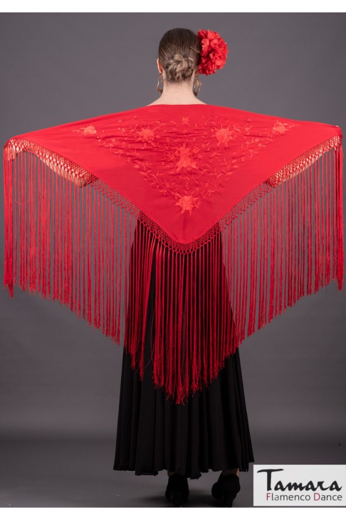 Châle flamenco brodé modèle Châle Florencia - Brodé rouge Bleu foncé