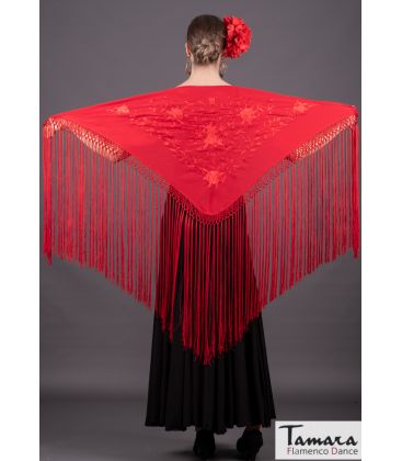 embroidered flamenco shawl in stock - - Florencia Shawl - Red Embroidered (In Stock)
