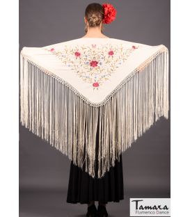 embroidered flamenco shawl in stock - - Florencia Shawl - Embroidery shades Pink/Burgundy