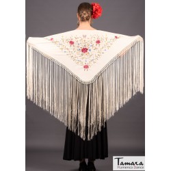 Mantoncillo bordado flamenca modelo Mantoncillo Florencia - Bordado tonos Rosa/Burdeos Negro