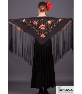 châle brodé flamenco sur demande - - Châle Florencia - Broderie tons corail