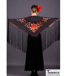 embroidered flamenco shawl in stock - - Small Shawl Toscana - Embroidery in coral tones (In Stock)