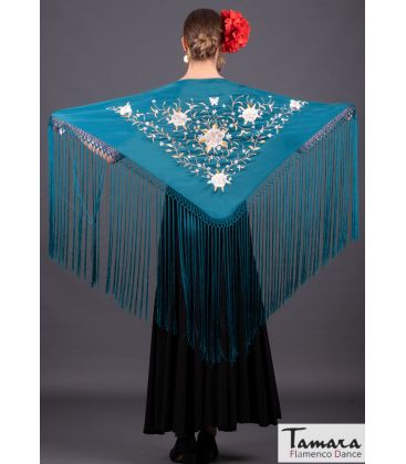 flamenco embroidered shawl by order - - Florencia Shawl - Embroidery Earth and gold