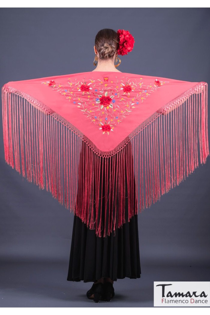  Embroidered flamenco shawl model Florencia Shawl - Multicolor Embroidered Bordeaux
