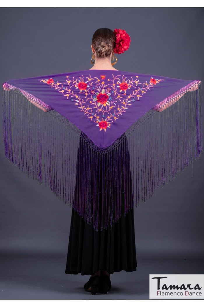 Embroidered flamenco shawl model Florencia Shawl - Multicolor Embroidered Purple