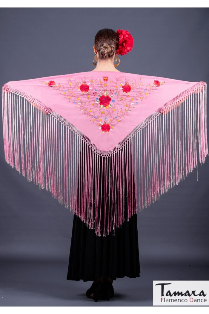 Mantoncillo bordado flamenca modelo Mantoncillo Florencia - Bordado multicolor Azulina