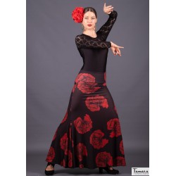 Faldas flamencas MUJER modelo Falda flamenco Tablao - Punto elástico Claveles 