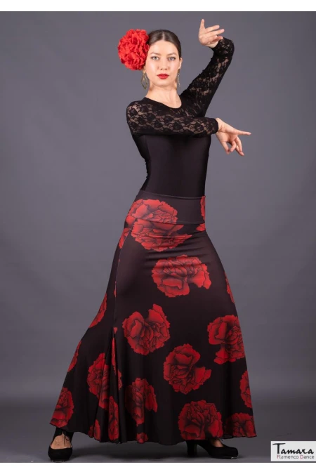  Flamenco skirts WOMAN model Flamenco skirt Tablao - Elastic knitted Carnations 