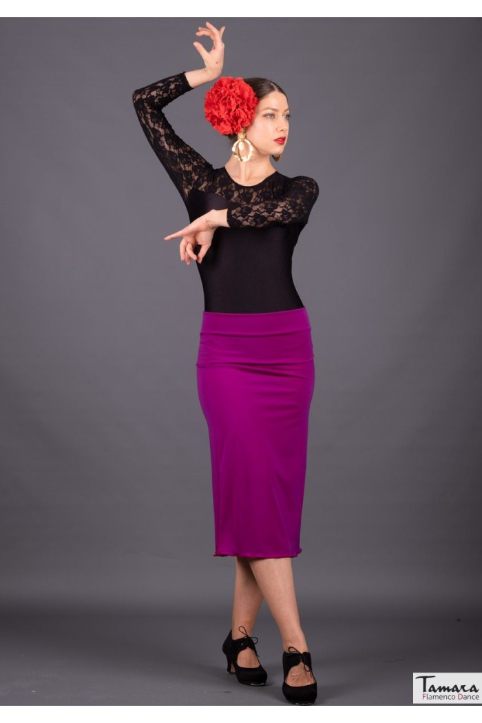 Jupes flamenco FEMME modèle Jupe flamenco Jupon "Bailaora" - Tricot extensible Pourpre clair