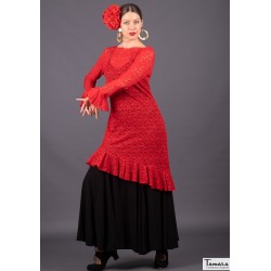 Body/Camiseta flamenca MUJER modelo Sobrecuerpo Cantaora - Encaje Rojo