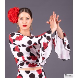 Body/Camiseta flamenca MUJER modelo Chupita Farandula - Punto elástico Bla/Ne 