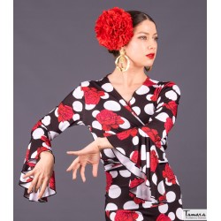 Body/Camiseta flamenca MUJER modelo Chupita Farandula - Punto elástico Ne/Bla 