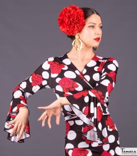 bodycamiseta flamenca mujer bajo pedido - - Chupita Farandula - Punto elástico Ne/Bla (En Stock)