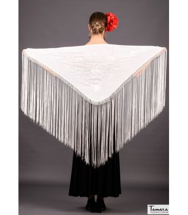 embroidered flamenco shawl in stock - - Florencia Shawl - Ivory Embroidered (In Stock)