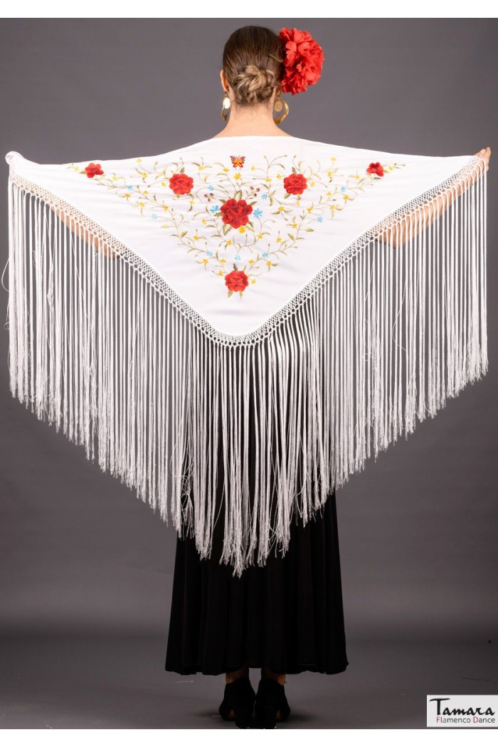  Embroidered flamenco shawl model Florencia Shawl - Multicolor Embroidered Bordeaux