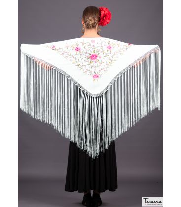 embroidered flamenco shawl in stock - - Florencia Shawl - Rose-Pink Embroidered (In Stock)
