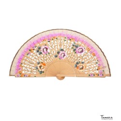 Abanicos y Pericones modelo Abanico español pintado (23 cm) - Flores Negro