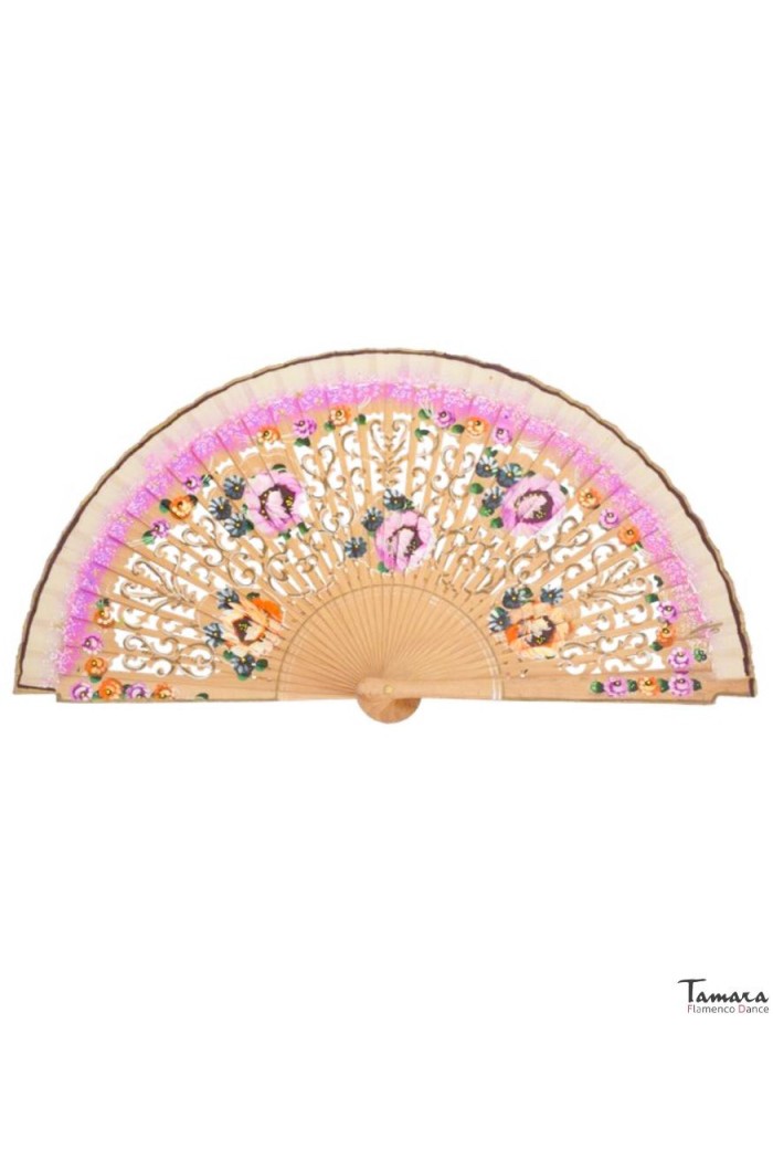  Spanish fans model Painted Spanish fan (23 cm) - Flowers Light
