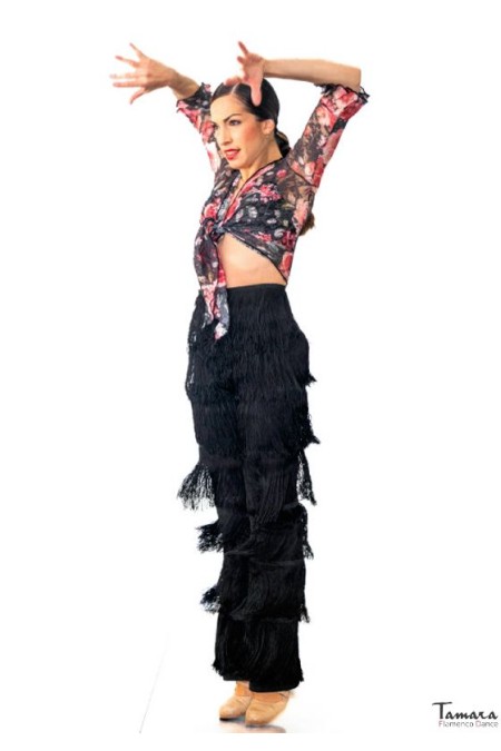  Flamenco skirts WOMAN model Flamenco trousers with fringes - Stretch knit Black