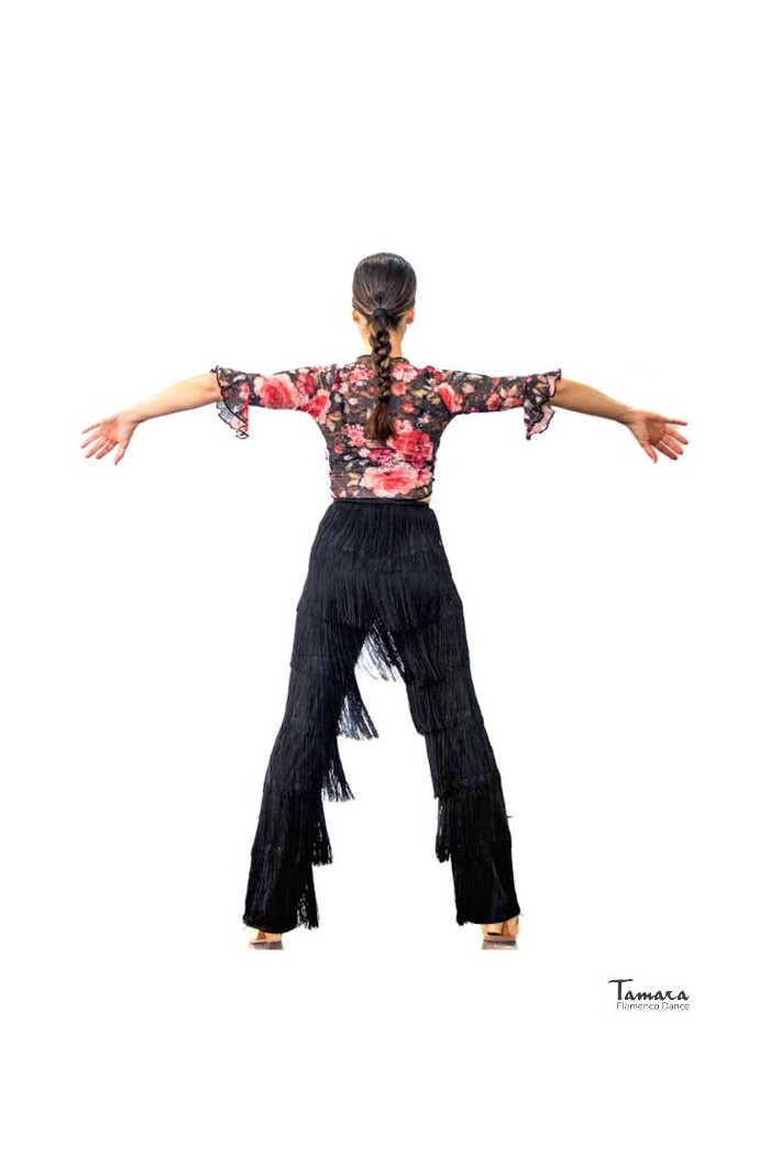  Flamenco skirts WOMAN model Flamenco trousers with fringes - Stretch knit Black