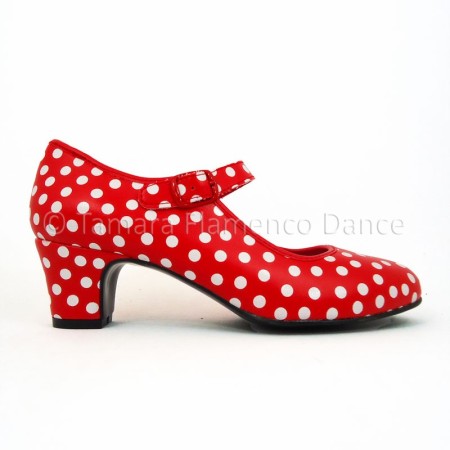 Chaussures de foire (Spanish fête) modèle Chaussure de fête Rouge points blancs
