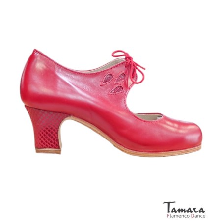 Zapatos de flamenco Profesionales Tamara modelo Zapatos de flamenco Fandango - Rojo - Piel y Serpiente - Mismo material y color - Carrete 6cm - Ancho especial Rojo