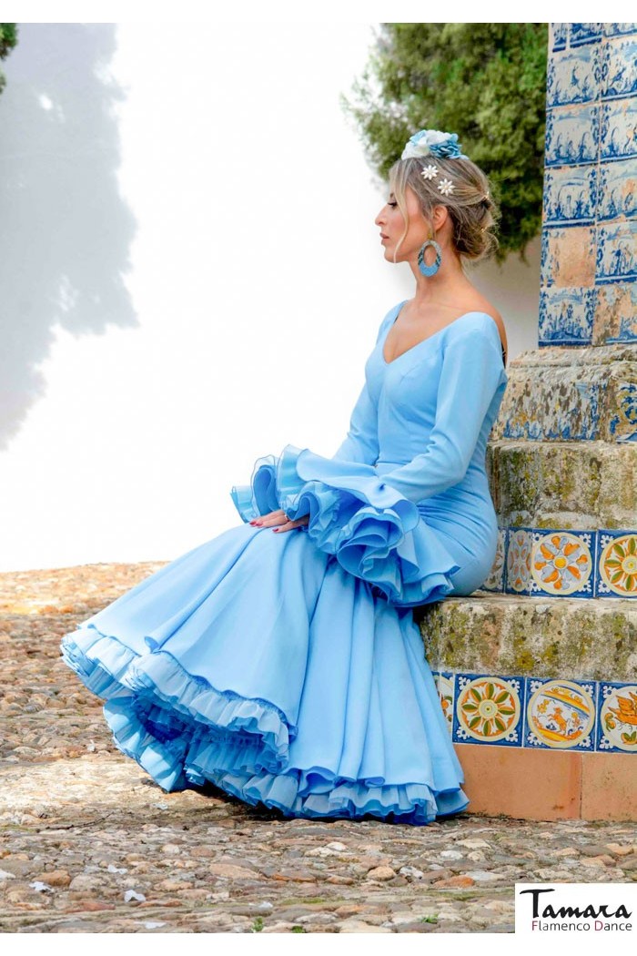 Robes flamenco Roal modèle Robe de flamenco Lirio bleu clair 