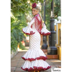 Robes flamenco Roal modèle Robe de flamenco Esencia ivoire bordeaux à pois 