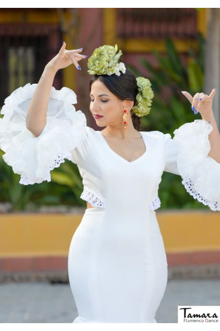 Roal Flamenco dresses | The best Spanish selection model Flamenco dress Almeria White 