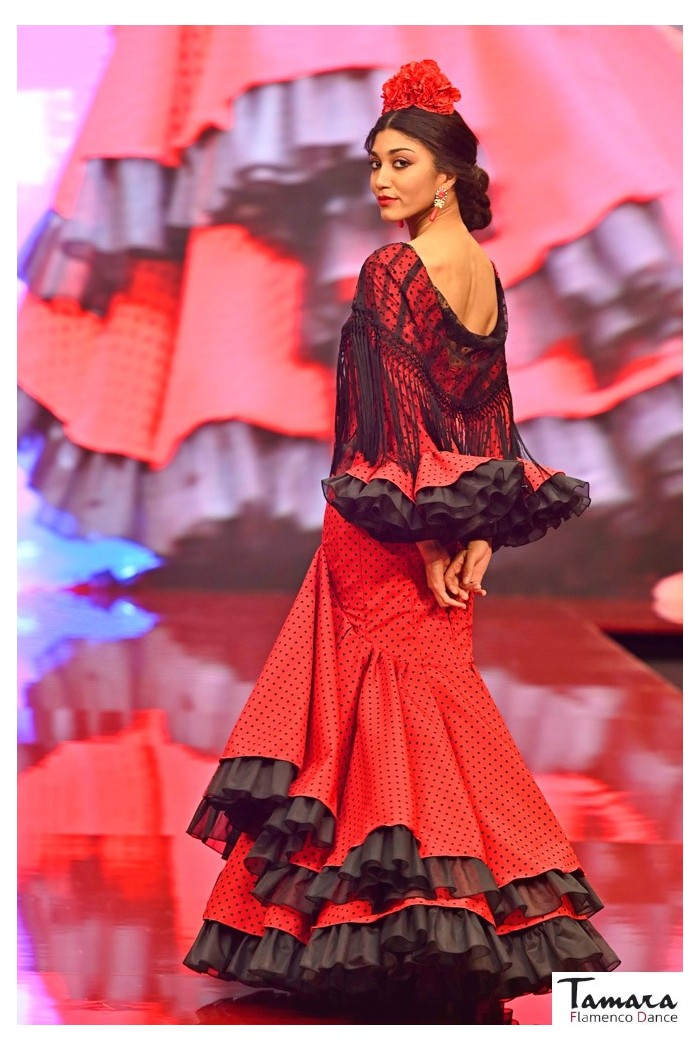 Robes flamenco Roal modèle Robe de flamenco Piconera Rouge noir à pois 