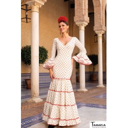 Trajes de Flamenca Aires de Feria modelo Traje de flamenca Doñana Beig lunar negro 