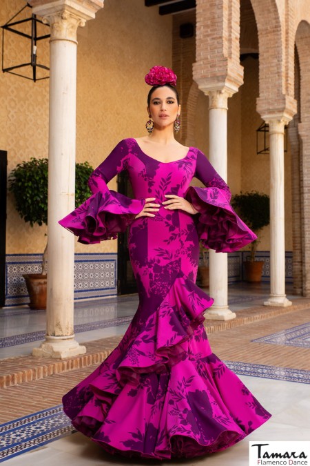 Trajes de Flamenca Aires de Feria modelo Traje de flamenca Bahia Estampado bougambilla 