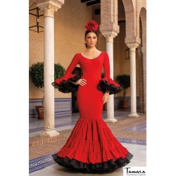 Robes flamenco Aires de Feria modèle Robe de flamenco Azalea Rouge à pois noirs 