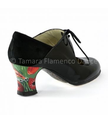 chaussures professionnels en stock - Begoña Cervera - Zapato flamenco arty charol negro begoña cervera trasera