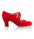 zapatos de flamenco profesionales en stock - Begoña Cervera - cordonera calado ante rojo