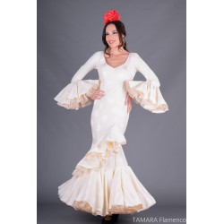 Robes flamenco Aires de Feria modèle Robe de flamenco Bahia Ivoire à pois 