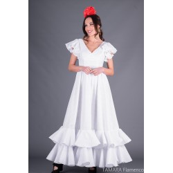 Robes flamenco Aires de Feria modèle Robe de flamenco Valme Blanc 