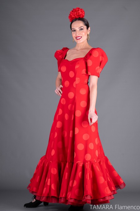 Robes flamenco Aires de Feria modèle Robe de flamenco Quejio Rouge à pois