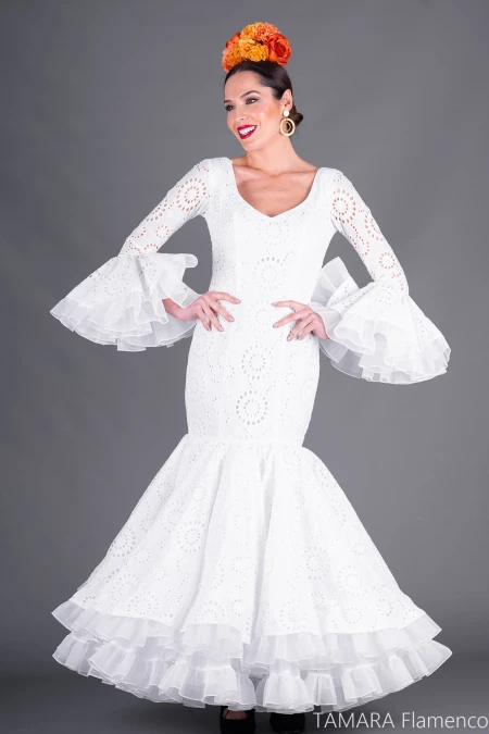 Aires de Feria Flamenco dresses | The best Spanish selection model Flamenco dress Jarana White 