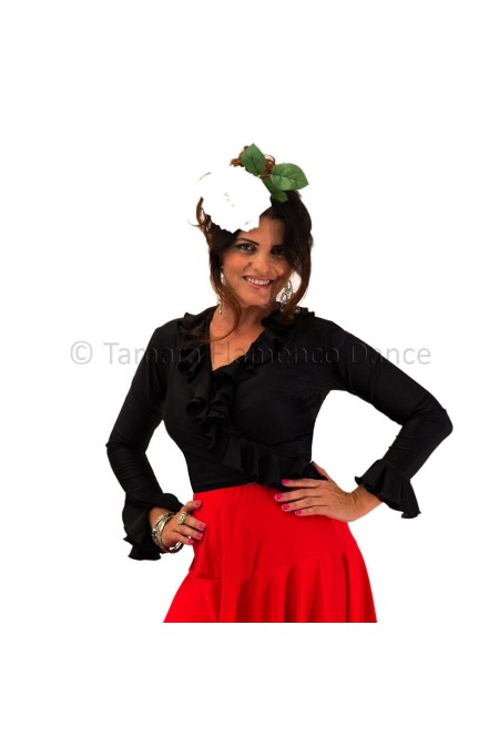 Maillot, body et haut de flamenco FEMME modèle Chupita Poderio - Lycra Noir