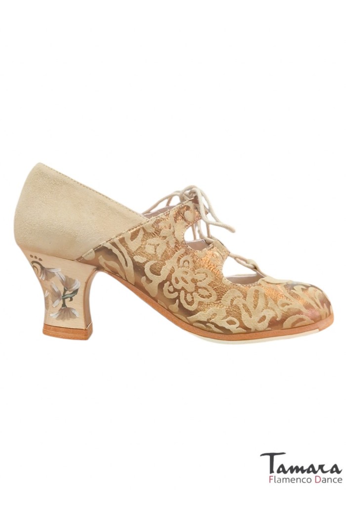 Chaussures professionnelles de flamenco modèle Chaussures de flamenco Floreo Camel