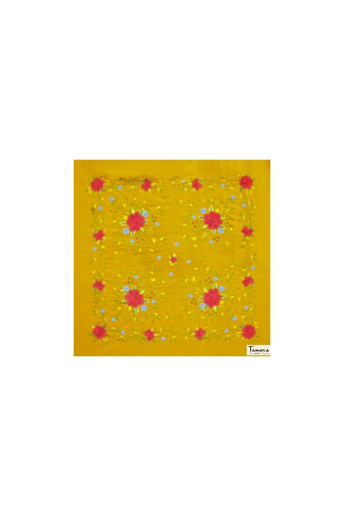  Square Embroidered Manila Shawl model Manila Spring Shawl - Multicolor Embroidered Bordeaux