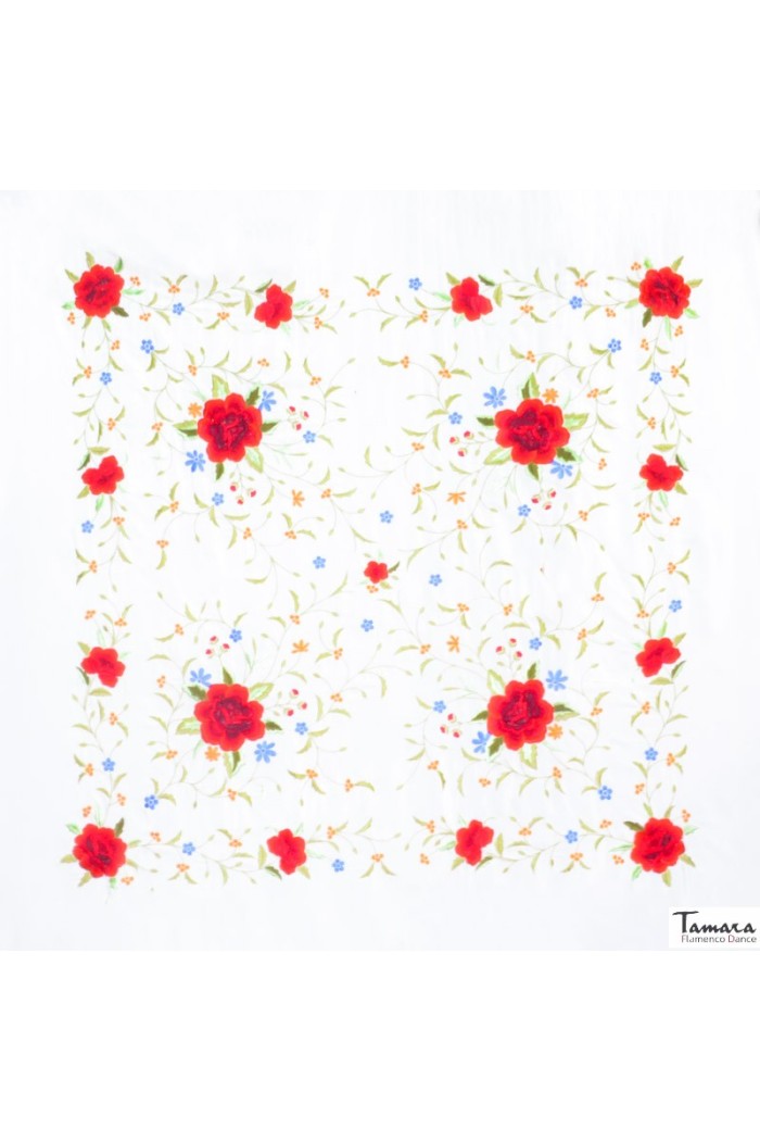 Manton Manila Bordado Cuadrado modelo Manton de Manila Primaveral - Bordado Multicolor Malva