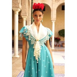 Châles espagnols modèle Châle flamenco fait main avec des madroños Noir