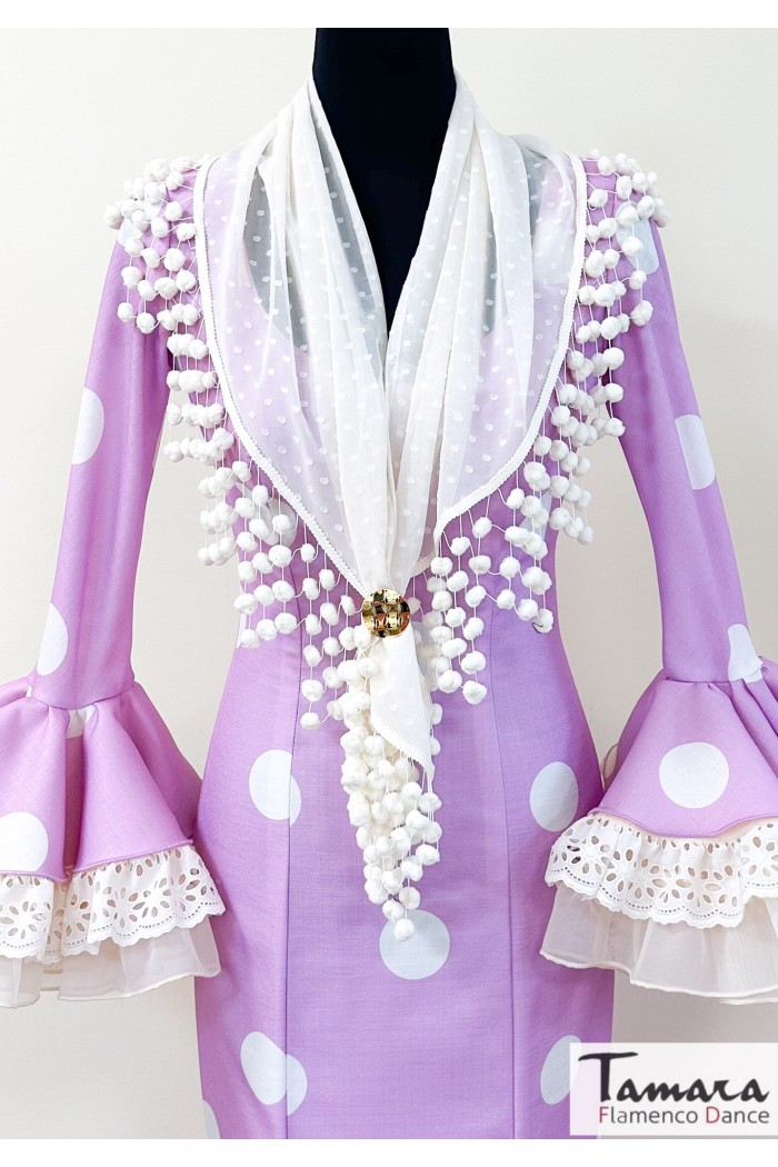  Spanish Shawls model Handmade flamenco shawl with madroños Ivory