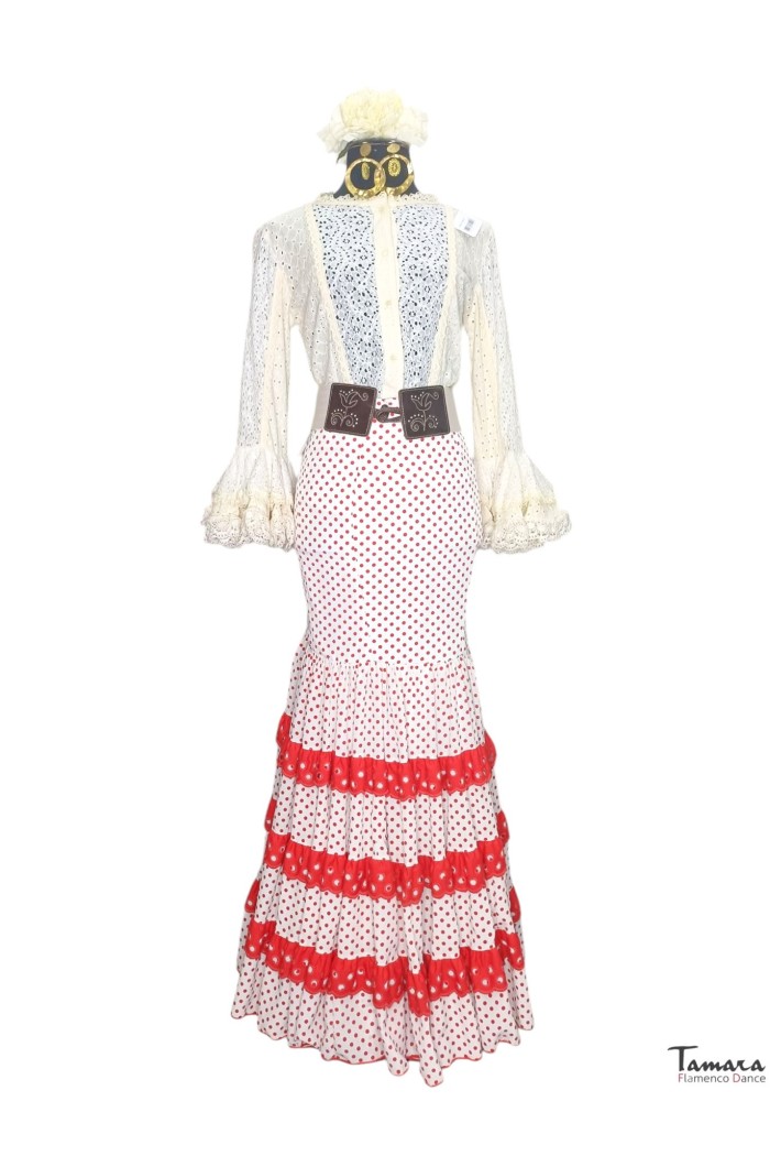 Faldas flamencas y Rocieras modelo Falda andaluza flamenca Albahaca 