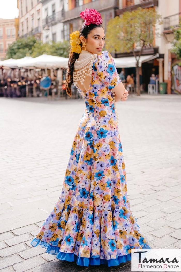 Robes flamenco Aires de Feria modèle Robe de flamenco Valme Flowers 